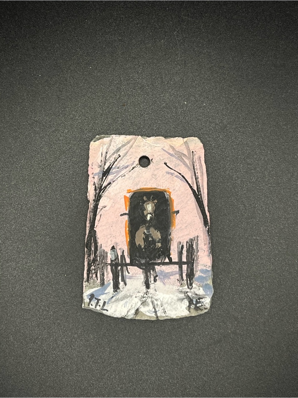 Hand-Painted Pink and Black Horse Carriage Wall Art by A Nice Old Lady
